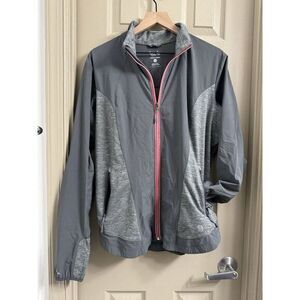 Mountain Hardwear Women's XL Gray Mighty Power Hybrid Jacket Pockets Windbreaker